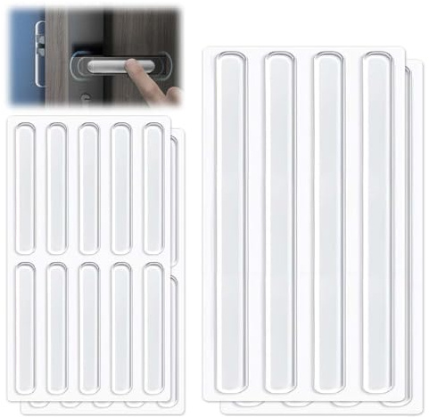 LACHT - 28 protectores de muebles de silicona transparente para puertas de gabinete, tiras adhesivas para muebles, almohadillas transparentes para muebles y protectores de puertas.