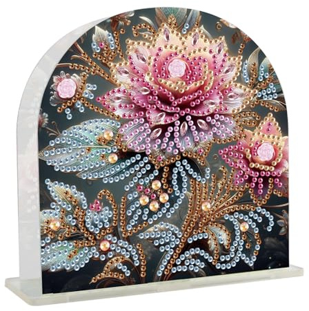JICFDAO DIY Serviettenhalter 14.5x14.5cm Diamond Painting Servietten-Rahmen Diamant Malerei Serviettenständer Tisch Praktischer Papierserviettenhalter Modernes Design zur Tischdekoration Blumen Lotus