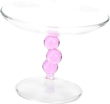 FONDOTIN Vassoio Portata in Vetro Rosa per Dolci e Frutta Alzata Cake Display Creativa per Buffet Snack e Dessert per Feste e Matrimoni