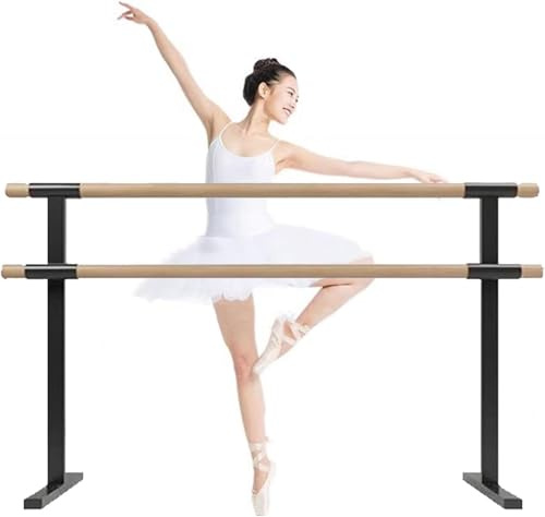 Barre de ballet double portable et réglable pour salle de sport à domicile, enfants et adultes - Équipement de danse et de Pilates autoportant, outil de fitness stable pour les étirements (Noir 1