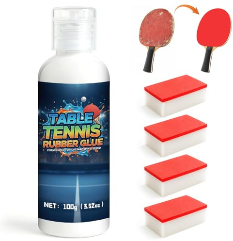 100 ml Colla ping pong, fornita con 4 spugne, legame potente, asciugatura rapida, progettata specificamente per attaccare fogli di gomma da ping pong, adatta a giocatori professionisti e amatoriali