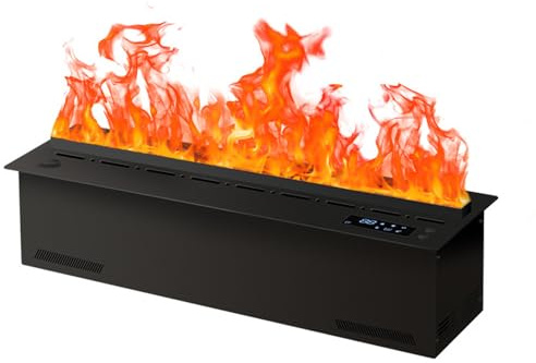Chimenea De Vapor De Agua con Llama Real, Múltiples Colores De Llama Y Ajuste De 5 Niveles para Hogar, Oficina Y Hotel,Negro,700mm