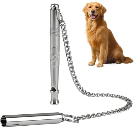 Fofuo Silent Dog Whistle for Recall 120Khz Adjustable Frequency Dogs Training Whistles | Ultrasonic Copper Core Distance Dogs Whistles with Stainless Steel Chain to Stop Barking for Most Breeds