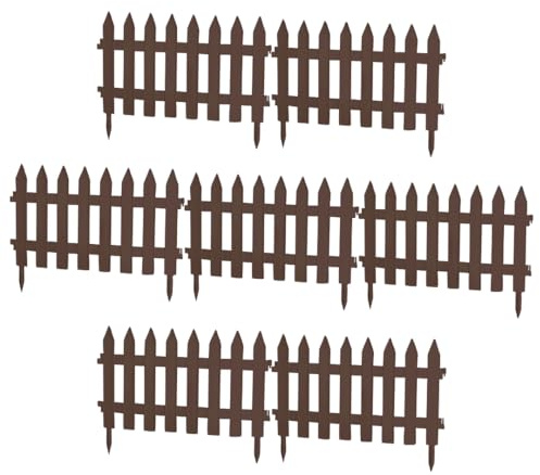 pokm toolsmarket - Beeteinfassung Steckzaun | 3,2m Gesamtlänge Zierzaun Lattenzaun Farbe: Braun| 35cm Höhe| 7-TLG Holzoptik Kunststoff Gartenzaun | EU-QUALITÄT