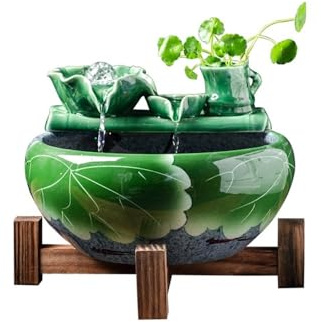 TRENT-693 zimmerbrunnen Feng Shui Ornament Keramik Desktop Fisch Tank Tischbrunnen Wasserspiel Büro Dekor(Klein)