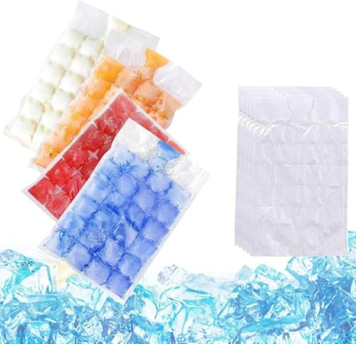 30 Pack 720 Ice Cube Bags, Disposable Ice Maker Bags for Freezer, Self-Sealing Food Grade PE Ice Mould Trays for Whiskey, Juice, Cocktail, Party, Camping