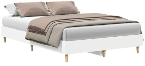 QJBSAVVA Bettgestell 120x200 cm Holzwerkstoff Modernes Bett ohne Matratze Stabil Lattenrost für Schlafzimmer Jugendzimmer Gästezimmer Holzbett Rahmen Weiß