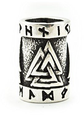 Battle-Merchant - Bartperle Valknut aus Silber (925)- Wikinger Perle Dreadlocks Innendurchmesser 7 mm