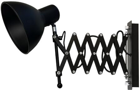 Licht-Erlebnisse Wandlampe Schwarz Metall verstellbar – Drehbare E27 Wandleuchte ausziehbar – Lampe Wandmontage Innen – B:16 cm – Wandleuchte Flur Küche Schlafzimmer