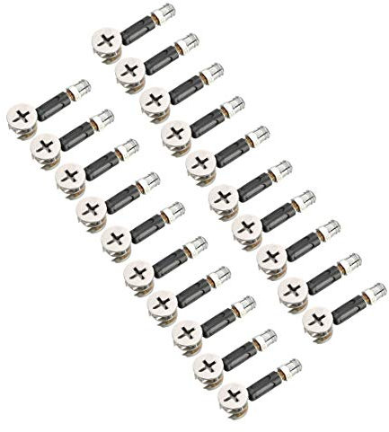 sourcing map 20 Sätze 3 in 1 Möbel Verbindungssatz 15 mm Außendurchm. Nockenbeschlag, M6x35mm Passschrauben, 8mm Außendurchm. Voreingesetzte Mutter