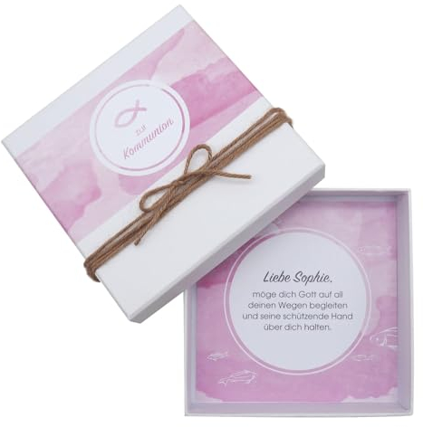 ZauberDeko Geldgeschenk Verpackung Kommunion MIT Namen Fisch Mauve Rosa Geschenk Gutschein