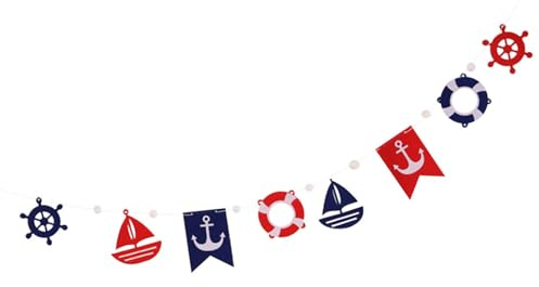 Banner Shiff Rettungsring Form Girlande Nautische Deko Hängendeko für Geburtstag Hochzeit Party (Blau und Rot)
