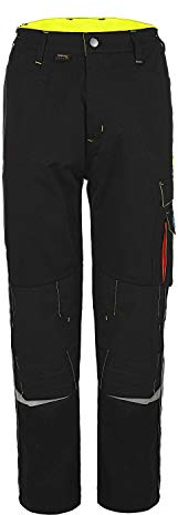 TMG | Arbeitshose Profile mit Kniepolstertaschen, Lange Cargo Bundhose für Herren, mit Reflektoren, schwarz | Gr. 48