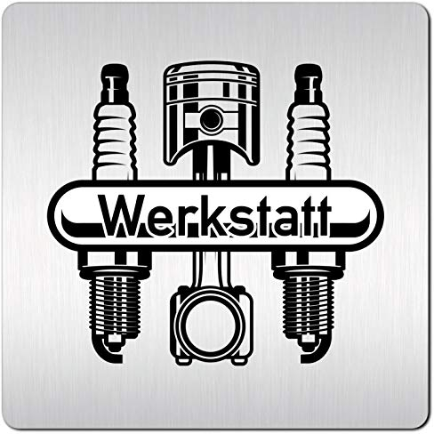 Türschilder24 XXL Schild - Türschild (B) • 125 x 125 x 1,5 mm • Werkstatt - KFZ Fahrzeugtechnik 002 • Aluminium Vollmaterial • 100% Made in Germany