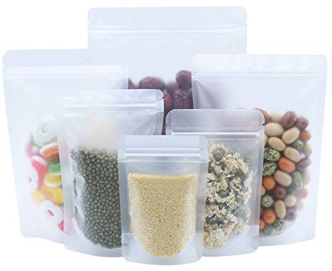 PABCK 100 Pcs 4.3x7.1 inch Resealable Stand Up Bags Matte Clear Zipper Lock Heat Seal Pouches with Tear Notch for Zip Food Storage Lock Packing