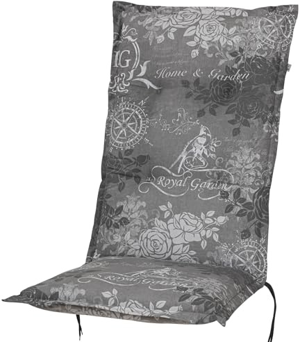 KETTtex 2384 Auflage Hochlehner Bali grau Rosen Royal Garden 120x49x8 cm Sitzpolster