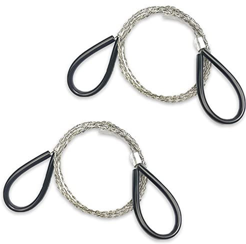 2 Pieces Pocket Wire Saw - 72cm Leather Wire Rope Mini Saw for Outdoor Camping, Gardening, Tree Branch, Wood Cutting