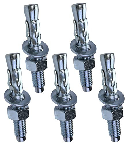 AERZETIX - C54050-5x Boulon Vis d’ancrage filetage long, Goujon à expansion - M12x80mm - en acier zingué - pour béton, pierre