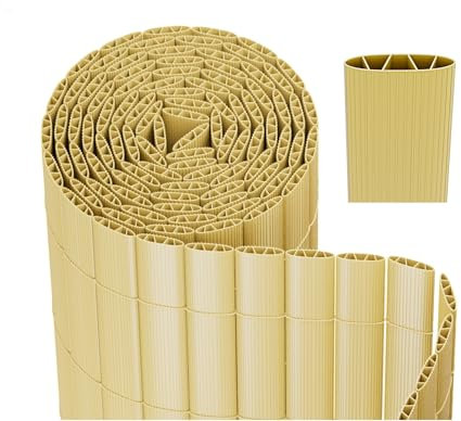 SWANEW PVC Sichtschutzmatte Bambus Sichtschutzzaun Sichtschutz Verstärkte Lamellen Wetterfest Garten Balkon Terrasse Sichtschutzzaun Balkonverkleidung Zaunblende, 180 x 500 cm