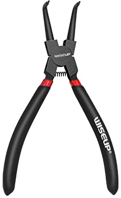 WISEUP Sicherungsringzangen, 170mm Gerade interne und externe Sprengringzangen, industrieller Kohlenstoffstahl, Anti-Rutsch und Anti-Schweiß ergonomische Griff (Außenzange mit gebogener Spitze)