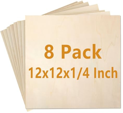 8 Stück quadratische natürliche Birkensperrhölzer 0.6x30.5x30.5 cm 6 mm Dicke, dünne Birkenholzplatten, unlackierte Sperrholzplatten für Laser, DIY-Handwerk, Kunst und Malerei Acrux7 10