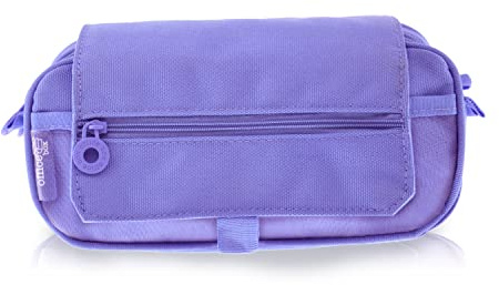 PracticDomus Federmäppchen mit 3 Fächern, mit separatem Reißverschluss, für Schule und Reise, Violett, violett, Schultaschen-Set