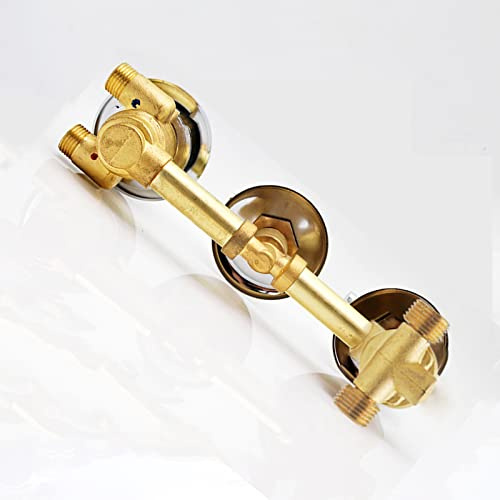 G1/2 Einteiliges Messing Thermostat Duschventil Mischsäule Mischbatterie Umsteller für Badezimmer Badewanne, 2/3/4/5 Wege, Messingkartusche, 3 Griffe, Verbrühungsschutz (Schrauben Gewinde 2 Ausgang)