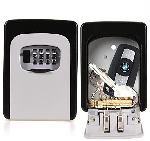 ASAB Wall Mounted Key Lock Safe Box | Weatherproof Push Button Key Safe | Heavy-Duty Zinc Alloy Case | Locker With Code | Security Items And Accessories | Indoor Outdoor Door Key Safe Box