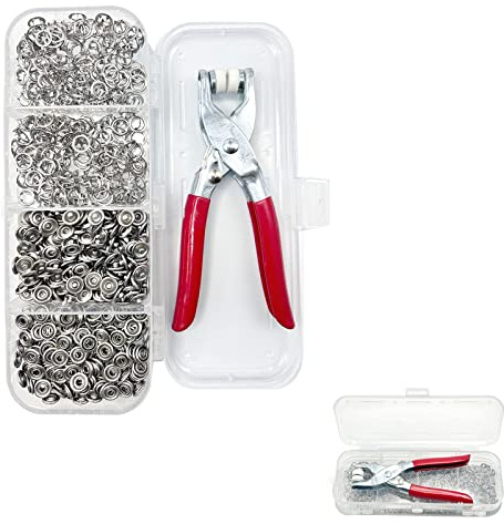 Corchetes de Presión, Herramientas de Cierre a Presión con caja almacenamiento, 150 kits botones de presion metalicos con alicate, para Costura ropa de bebé, bolso de bricolaje, chaqueta, vaquero