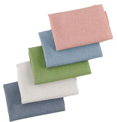 Wambere 10 Pcs Künstlich Leinen Stoff,25x25cm Leinen Stoff Patchwork Stoffe Leinen Stoff DIY Gewebe Leinen Stoff Stoffpaket, Nähen Kreativen Geschenken für Weihnachten,Mischfarbe E
