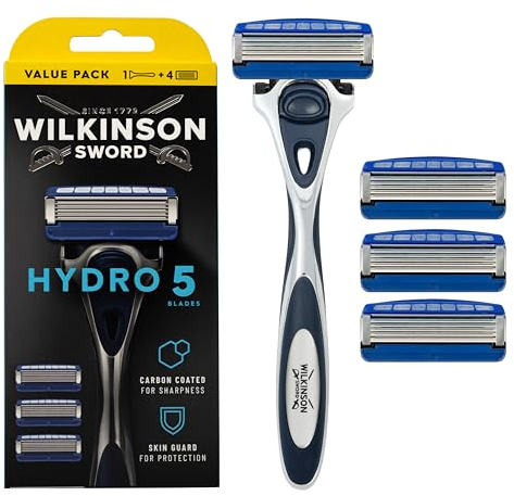 WILKINSON SWORD - Hydro 5 Razor For Men, Carbon Coated Blades, Hydrating Gel & Precision Trimmer, Razor + 3 Razor Blades WINNER OF THE WHICH? BEST BUY AWARD