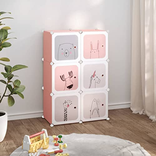 INLIFE Kinderschrank Modular mit 6 Würfeln Rosa PP,5.35kg,340578