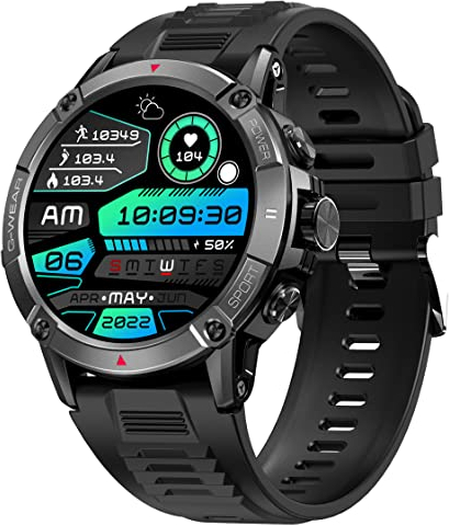 GPS Smartwatch Herren Militär Uhr Kompass Android mit Telefonfunktion Blutdruckmessung IP68 Wasserdicht 1,52 Zoll Sportuhren Outdoor Fitness Tracker Tactical Watch Military Fitnessuhr Schrittzähler