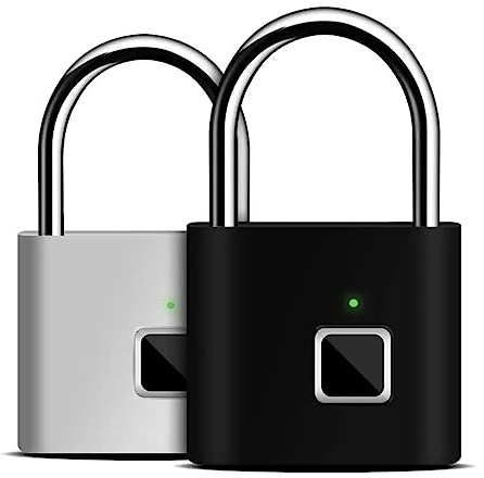 KUTYU FM-570 Cadenas de Sécurité Antivol Intelligent Biométrique étanche à empreintes digitales sans clé, Argent