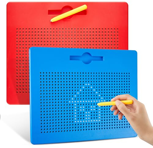 Aoriher 2 Pcs Grands Tableaux à Dessin Magnétiques Planche d'Écriture Magnétique à Bille en Acier avec Stylo Tablette Magnétique de Voyage Ardoise Magnétique pour Enfant Jeu Éducatif, 31 x 25,5 cm