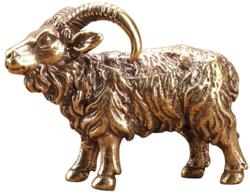 Messing Ziegenfigur als Schreibtischdekoration, Handgefertigt, Gold