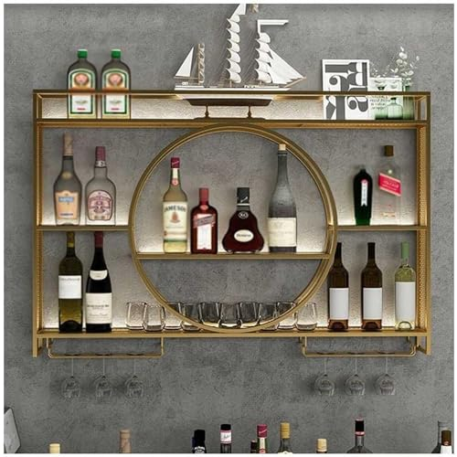RCJCQSR Wine Rack For Cupboard, Modern Metal Wall Mounted Wine Rack, Bar Unit Wall Wine Display Racks(Size:55 * 6 * 31in,Color:Gold)