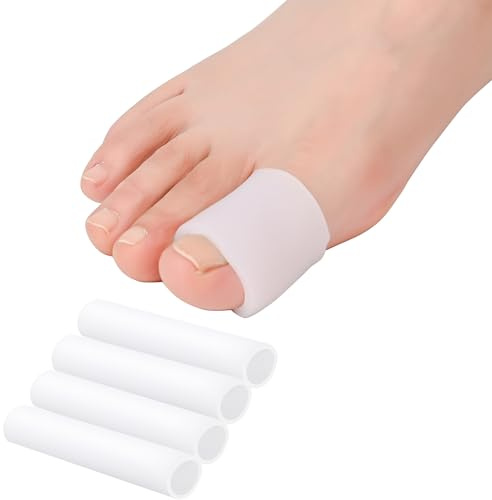 Hoogoo Gel Big Toe Sleeves 4 Pack, Toe Tubes Protectors Pads for Big Toe, Relief Pain from Corns, Blisters, Calluses, Sore, Bent, Stubbed Hammer Toes