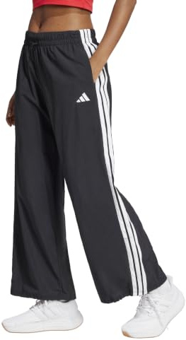 Adidas Womens 3-Stripes Woven Sportswear Pants, Black/White, X-Large