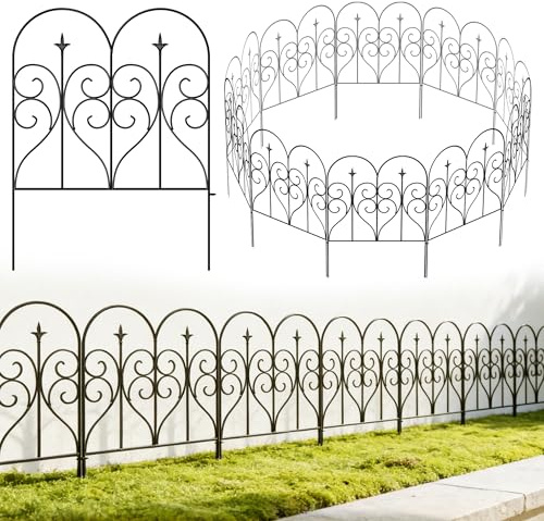 Thealyn Dekorativer Gartenzaun, 81,3 cm (H) x 6,1 m (L), für den Außenbereich, rostfreies Metall, Hund, Haustierzaun, Tierbarriere, Gartenzaun, Paneelumrandung für Hof, Terrasse, Blumenbeet