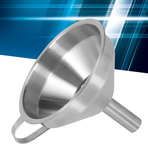 Stainless Steel Funnel with Strainer, Brush Slick Exterior, Thickened Handle Kitchen Industrial Large Funnel