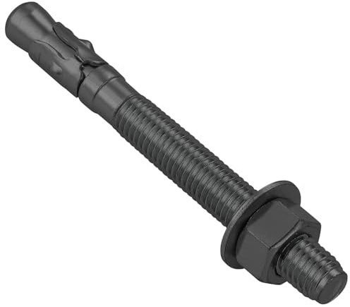 Wensilon 10Pcs 3/8x4 Inch Standard Fasteners for Heavy-Duty Black Wedge Anchors for Cement and Concrete