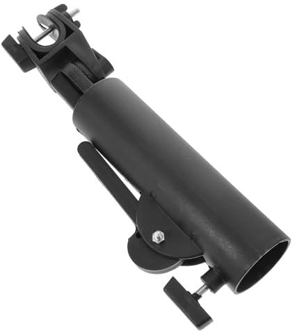 BRIGHTFUFU Golf Cart Umbrella Holder Stand with Dual Lock Adjustable Clip Black Golf Push Cart Bag Umbrella Mount
