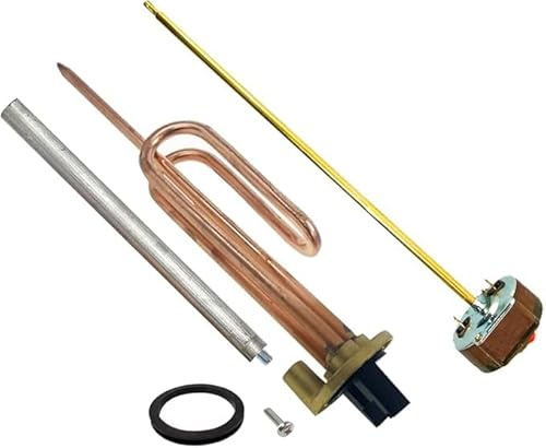Kit de rechange technique universel pour chauffe-eau électrique 1 500 W avec résistance incurvée submersible, anode de magnésium, thermostat à tige 270 mm, joint en caoutchouc et vis de fixation