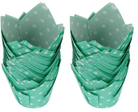 ABOOFAN 100piezas Moldes Para Cupcakes Tulipán Unidades Papel Encerado Para Alimentos Antigrasa Para Hornear Para Cumpleaños y Bodas