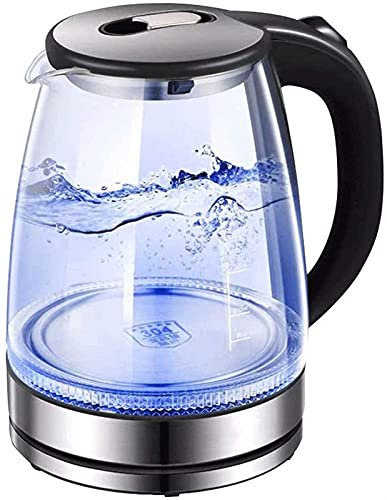 Hervidores para agua hirviendo, Hervidores luminosos para agua hirviendo con indicador LED, Hervidor de agua de vidrio de ebullición rápida de 1,7 L, protección en seco y apagado automático Learned