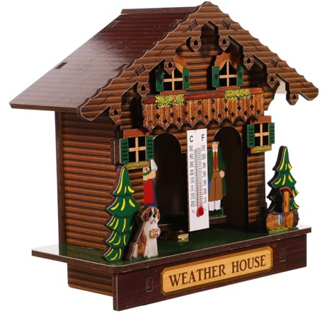HANABASS Barometro con Termometro e Igrometro in Legno Elegante da Parete Controllo Umidità Temperatura per Decorazione Casa Uso Interno ed Esterno