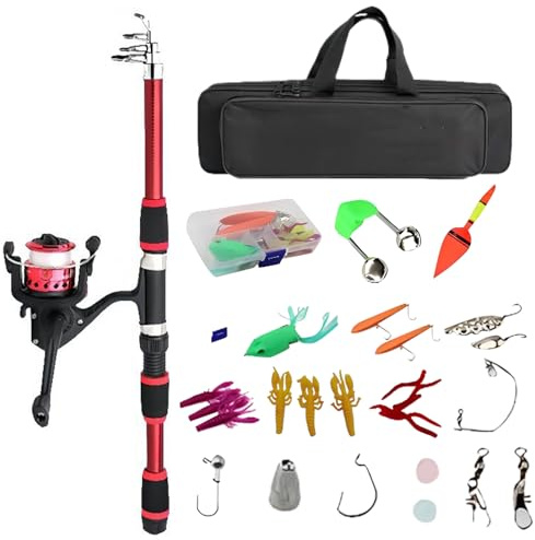 Canne à Pêche Junior - Canne de Pêche Enfant pour Lancer | Kit Débutant, Ensemble d'Initiation et Set de Pêche pour Eau Salée et Douce