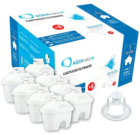 VoltShine Lot de 8 filtres pour carafe purificatrice, éliminent les impuretés et améliorent le goût de l'eau, parfaits pour une consommation quotidienne.