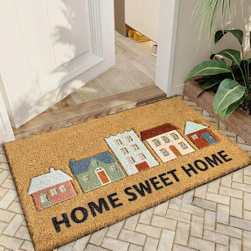 Fußmatte außen 40 x 70 cm,Kokosfaser Rutschfeste Schmutzfangmatte Outdoor | Langlebiger Und Robuster Teppich Für Die Haustür, Wetterfest, Flaches Profil, Willkommensmatte, Umweltfreundlich